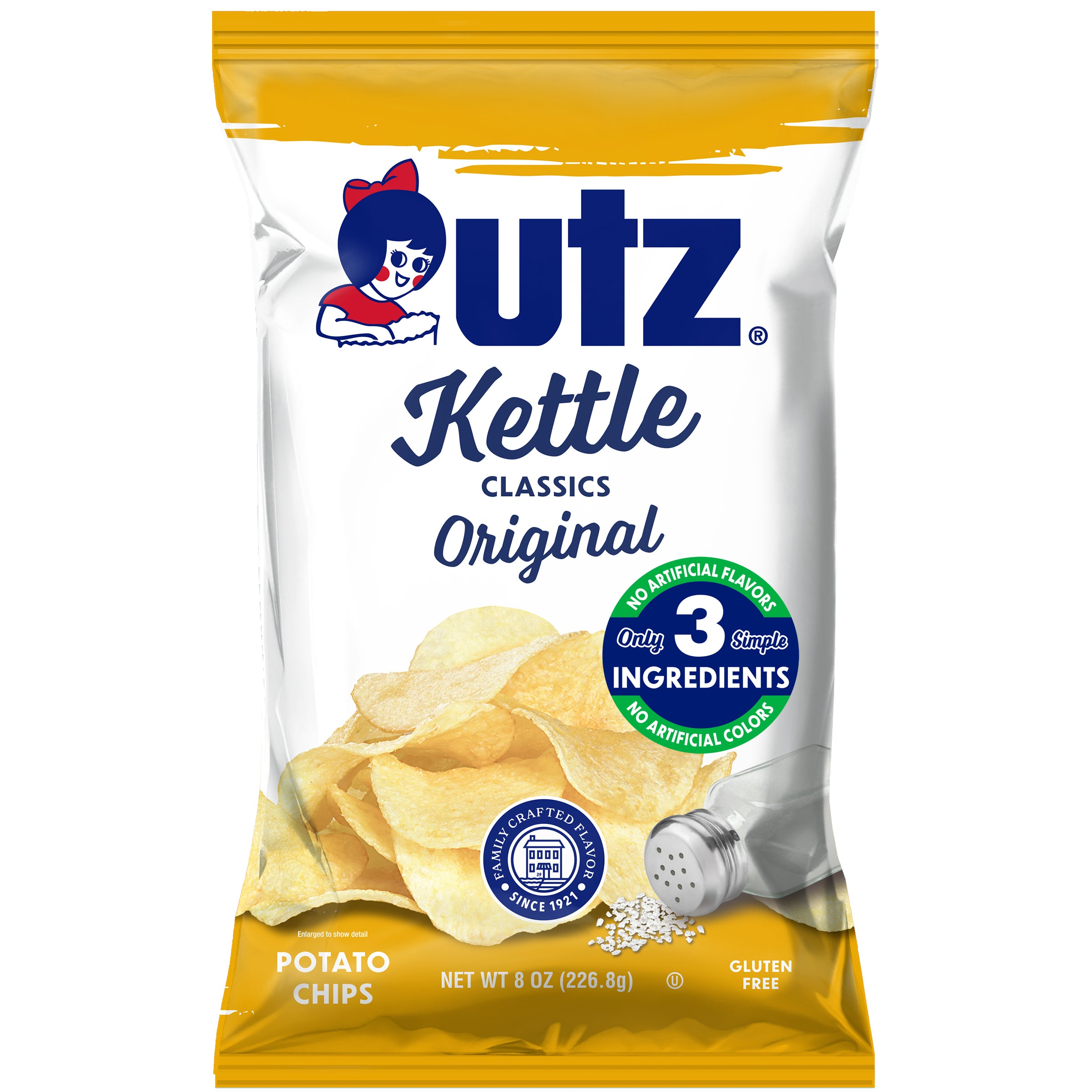 utz Kettle Classics Original potato chips packaging on a white background