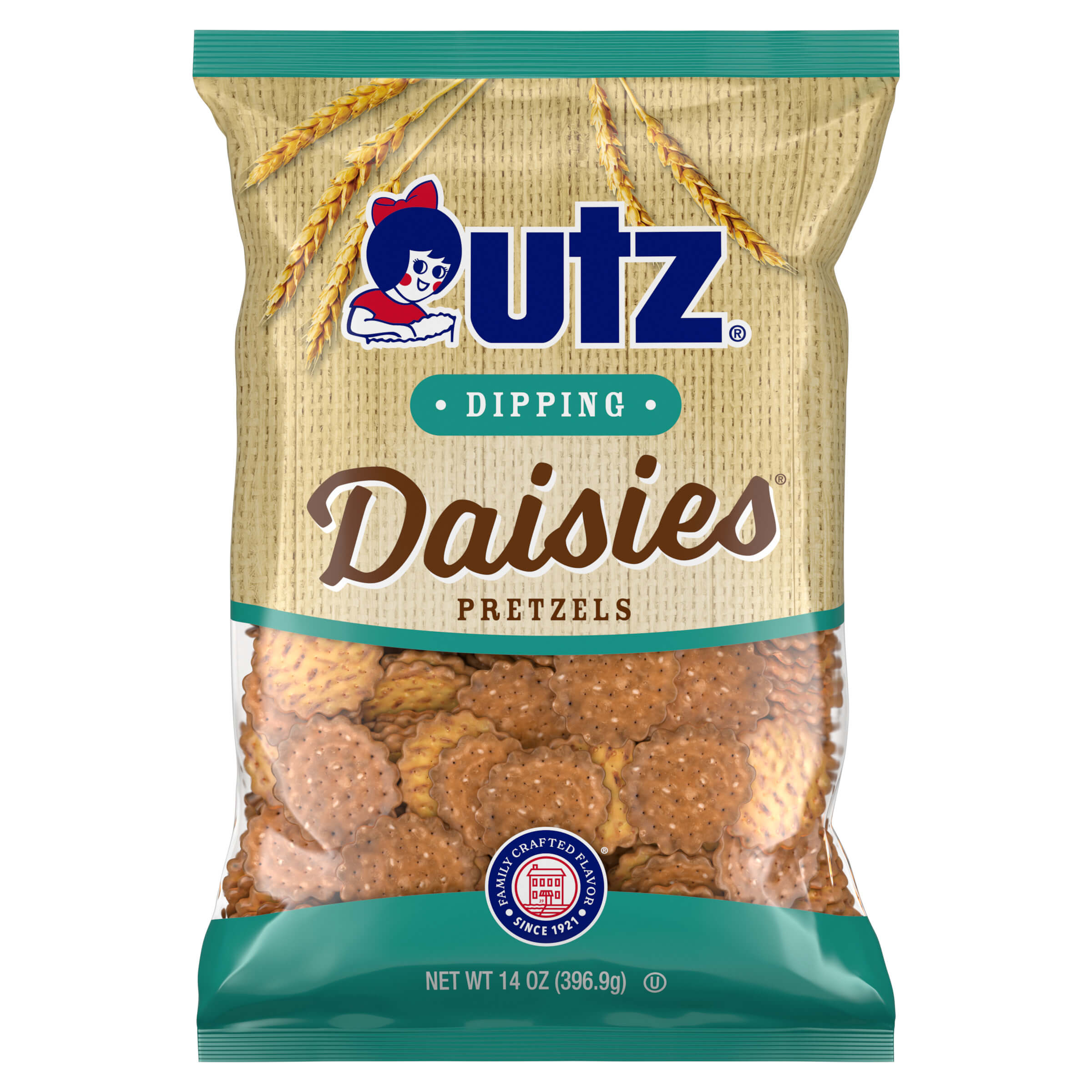 UTZ Dipping Daisies Pretzels packaging on a white background