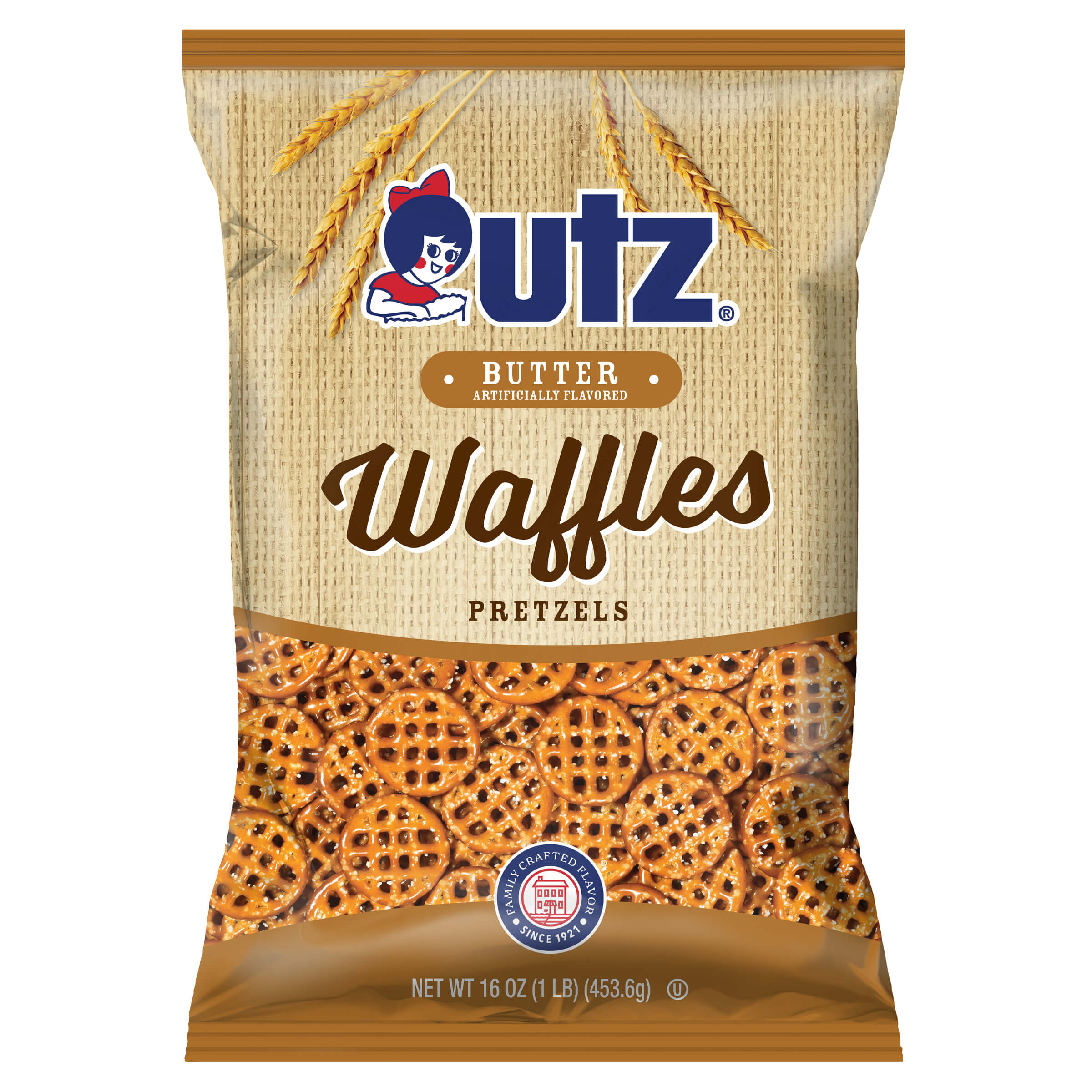 Outz Butter Waffles Pretzels packaging on a white background