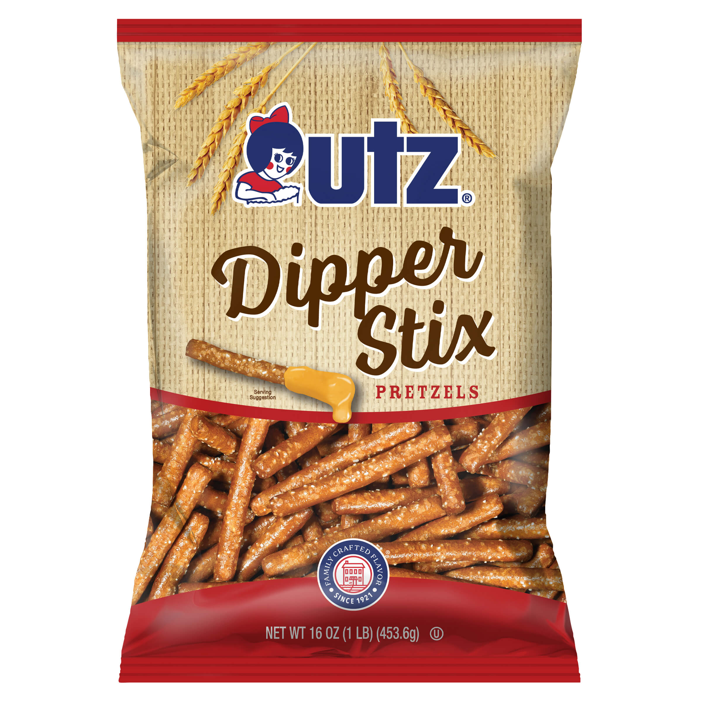 Outz Dipper Stix Pretzels packaging on a white background