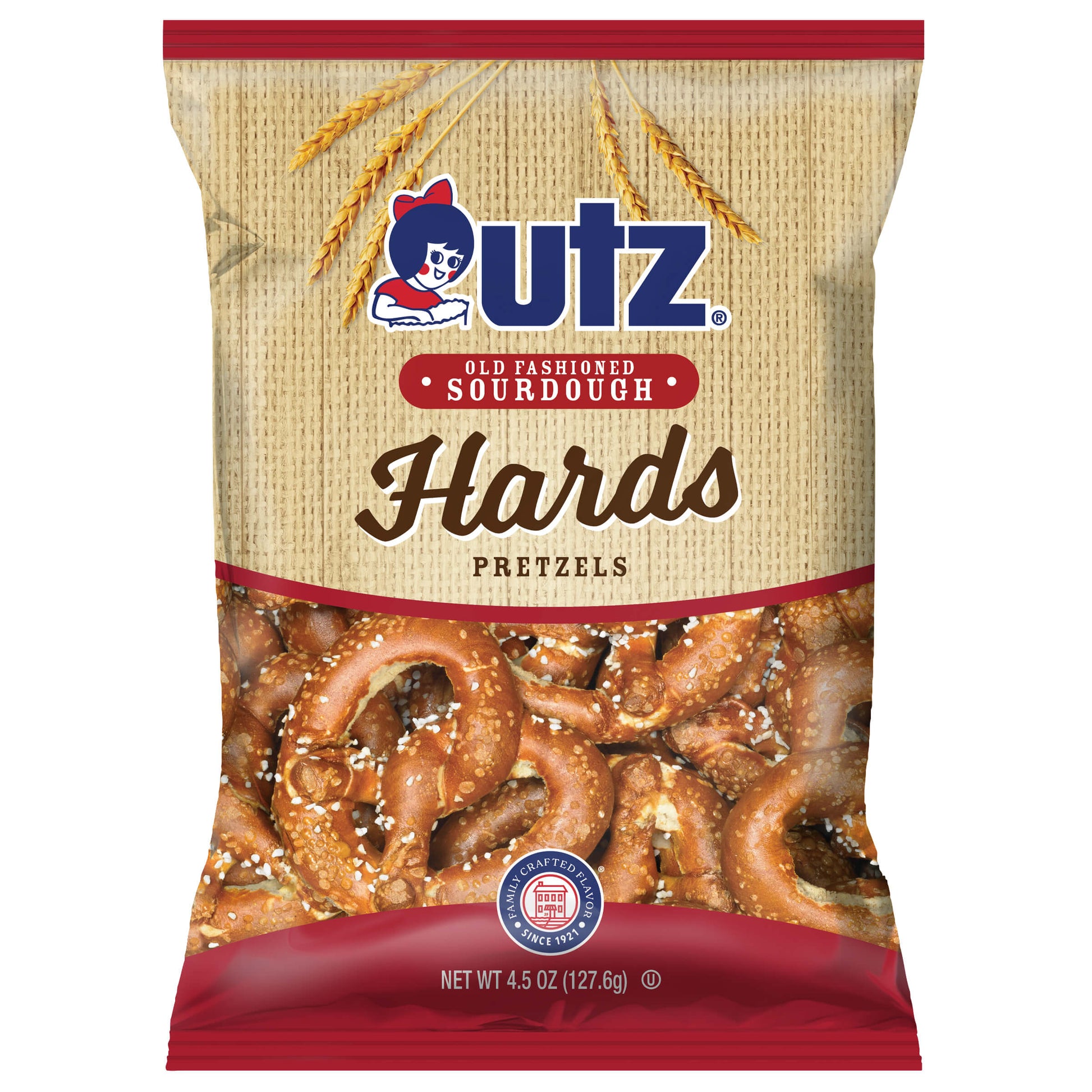 UTZ Old Fashioned Sourdough Hards Pretzels packaging on a white background