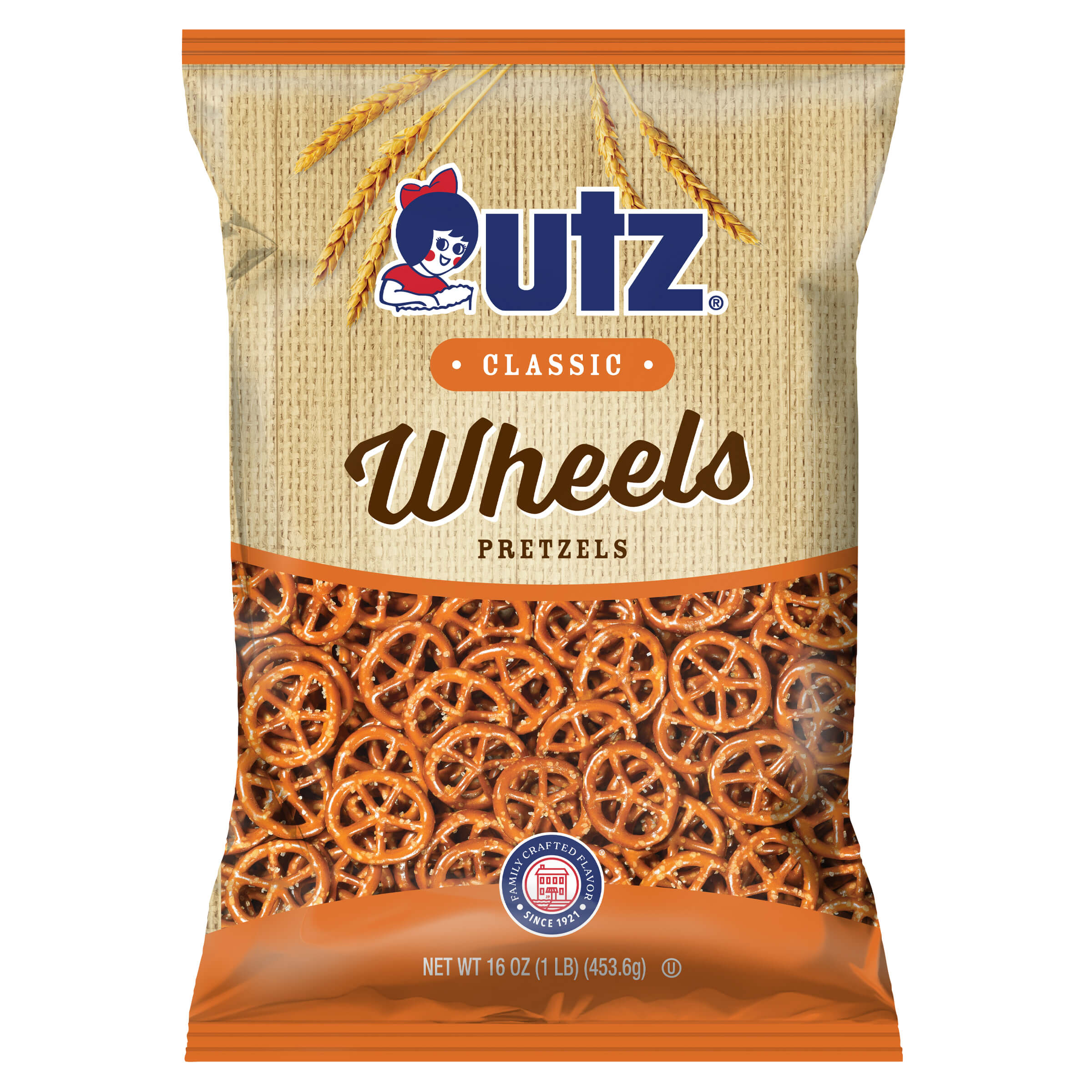 UTZ Classic Wheels Pretzels packaging on a white background