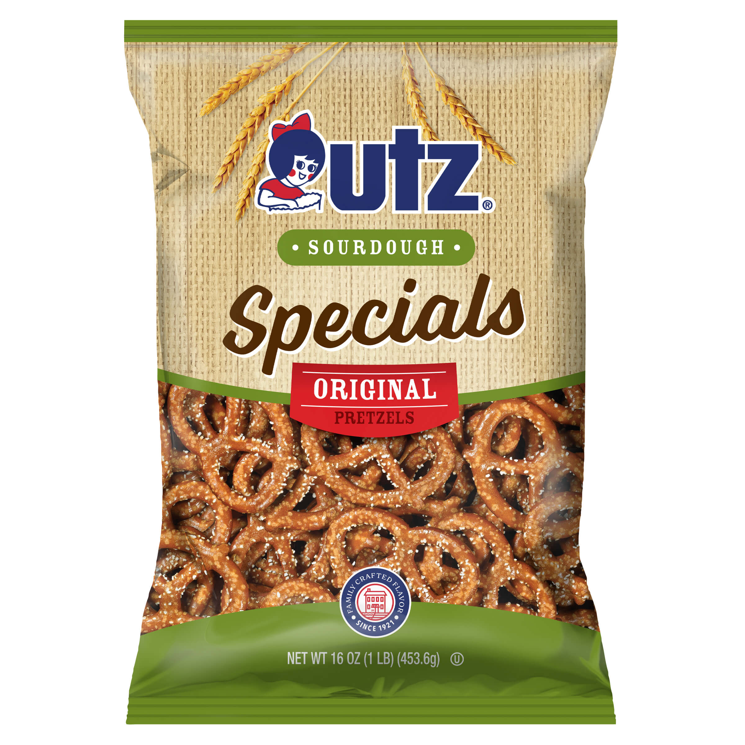 UTZ Sourdough Specials Original Pretzels packaging on a white background