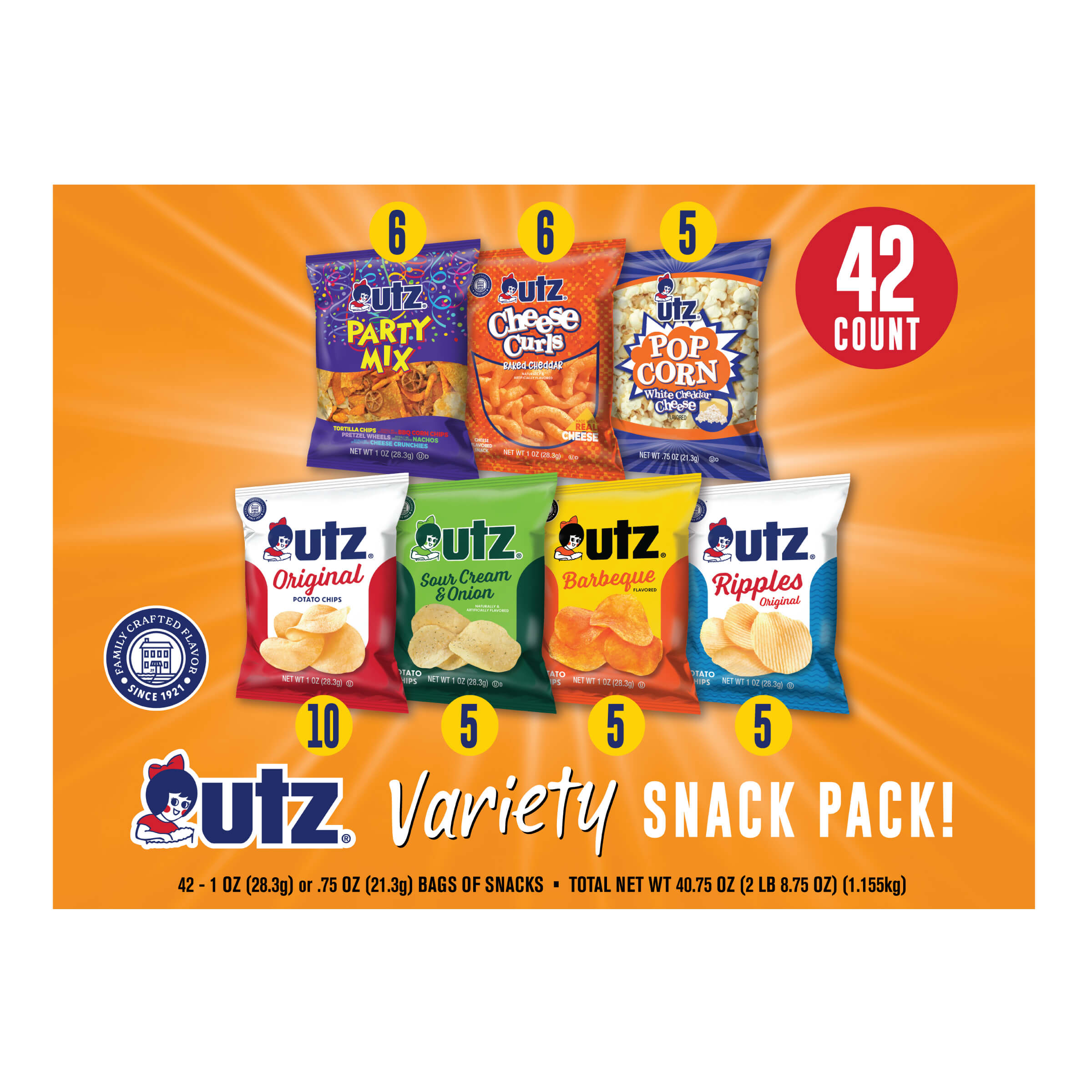 Utz Variety Snack Pack 42 count box front
