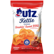 Utz Kettle Classics Smokin' Sweet BBQ potato chips packaging on a white background