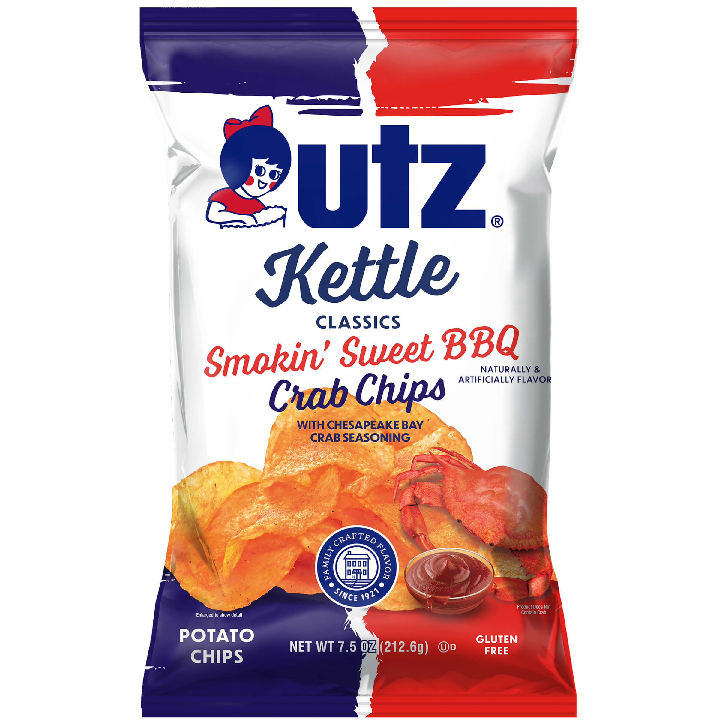 Outz Kettle Classics Smokin' Sweet BBQ Crab Chips packaging on a white background