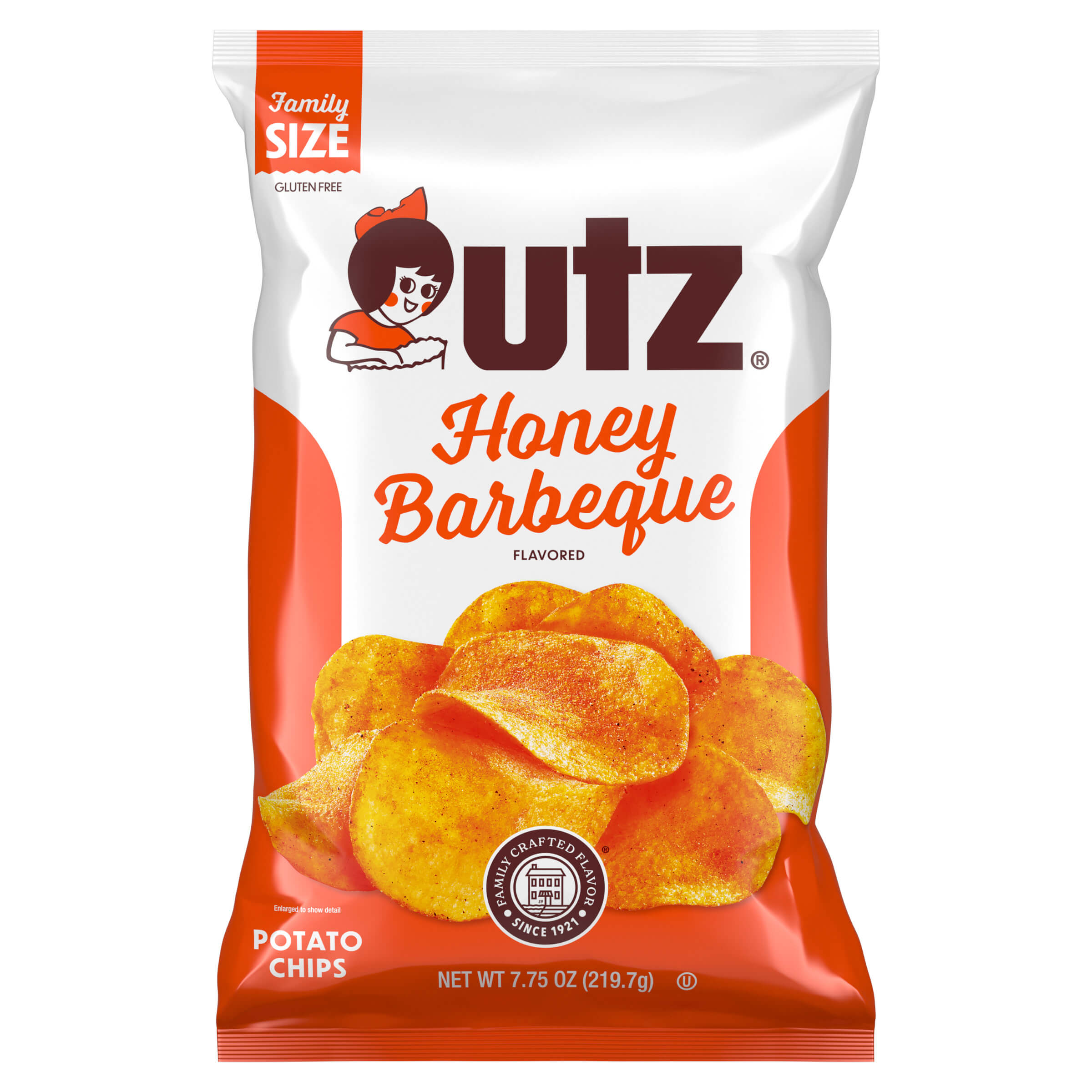 Outz Honey Barbeque potato chips packaging on a white background