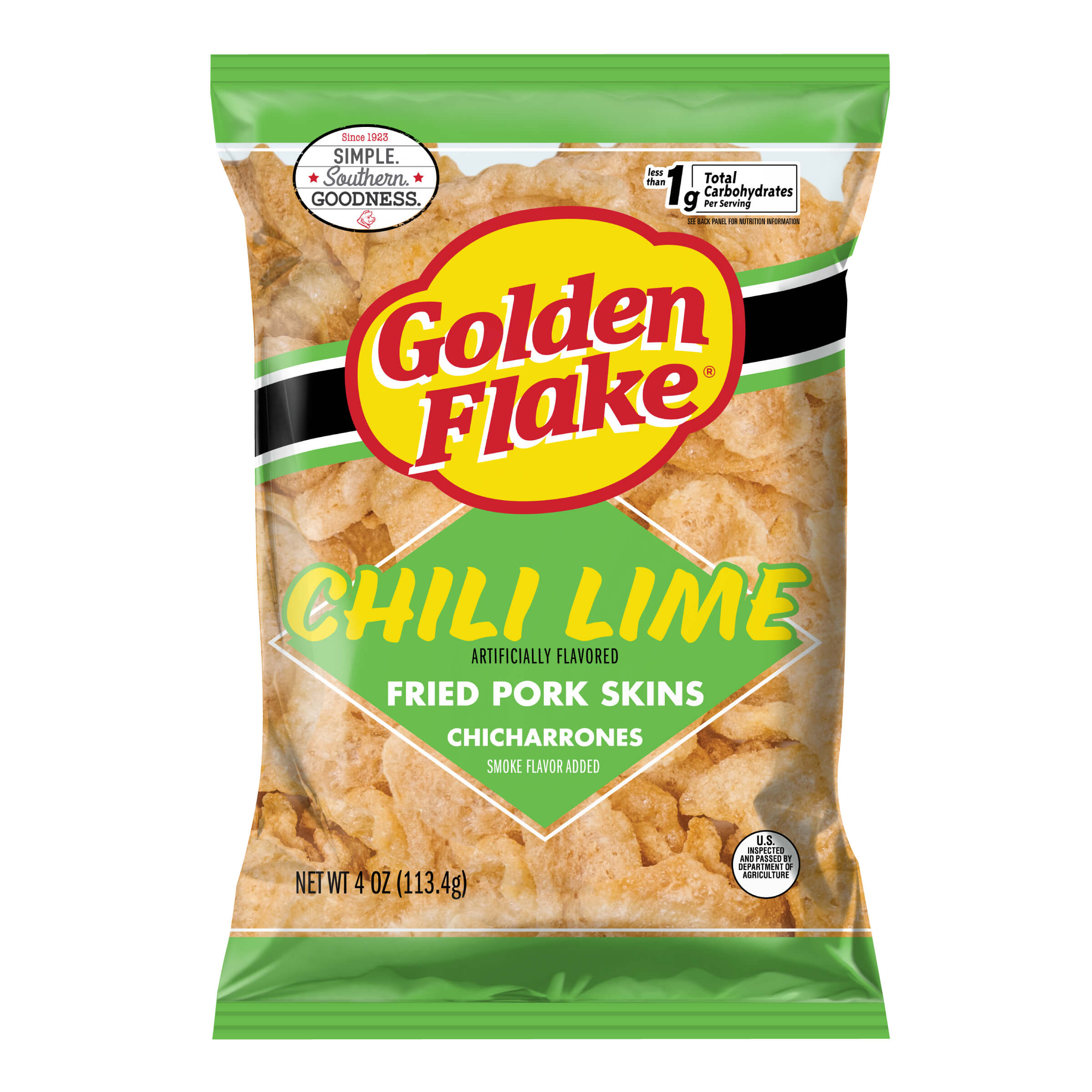 Packaged snack with Golden Flake logo on a white background