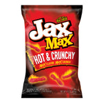Red bag of Jax Max Hot & Crunchy corn snacks with flame graphics on a white background