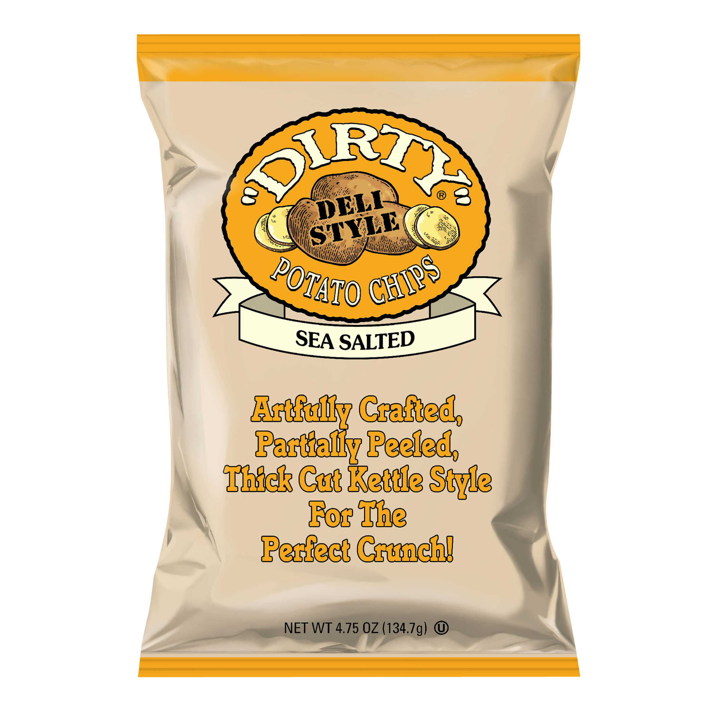 Dirty Deli Style Sea Salted Potato Chips bag front