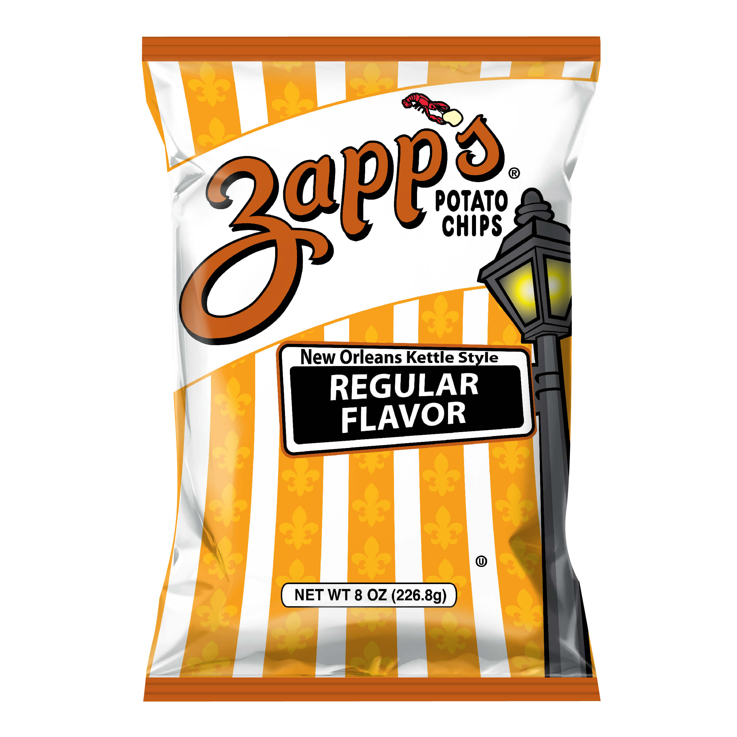 Zapp's potato chips bag with New Orleans kettle style branding on a white background