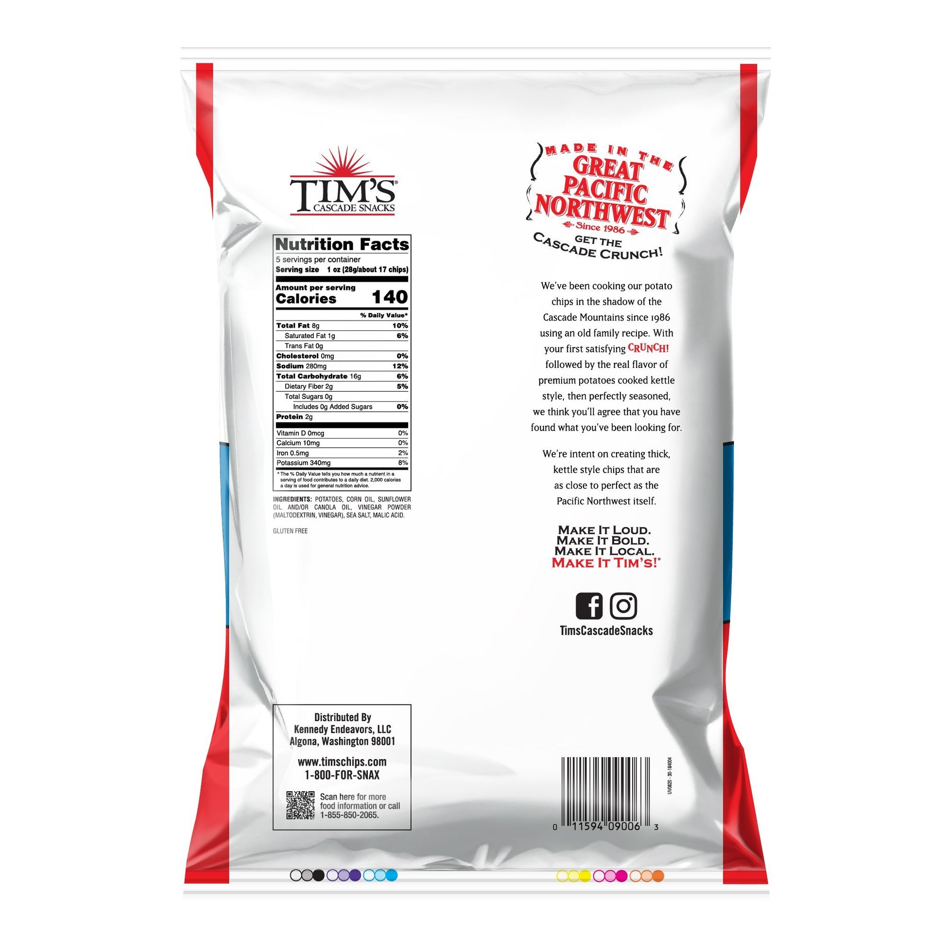 Tim's Potato Chips, Sea Salt & Vinegar Potato Chips Tim's Cascade Snacks 