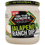 Jar of On The Border Jalapeño Ranch Dip on a white background