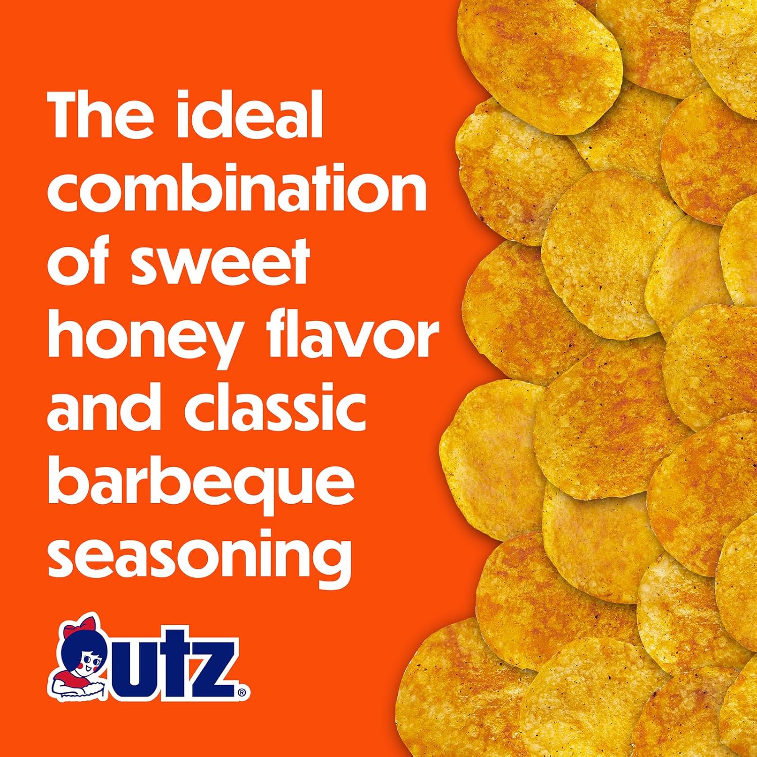 UTZ chips with text on an orange background