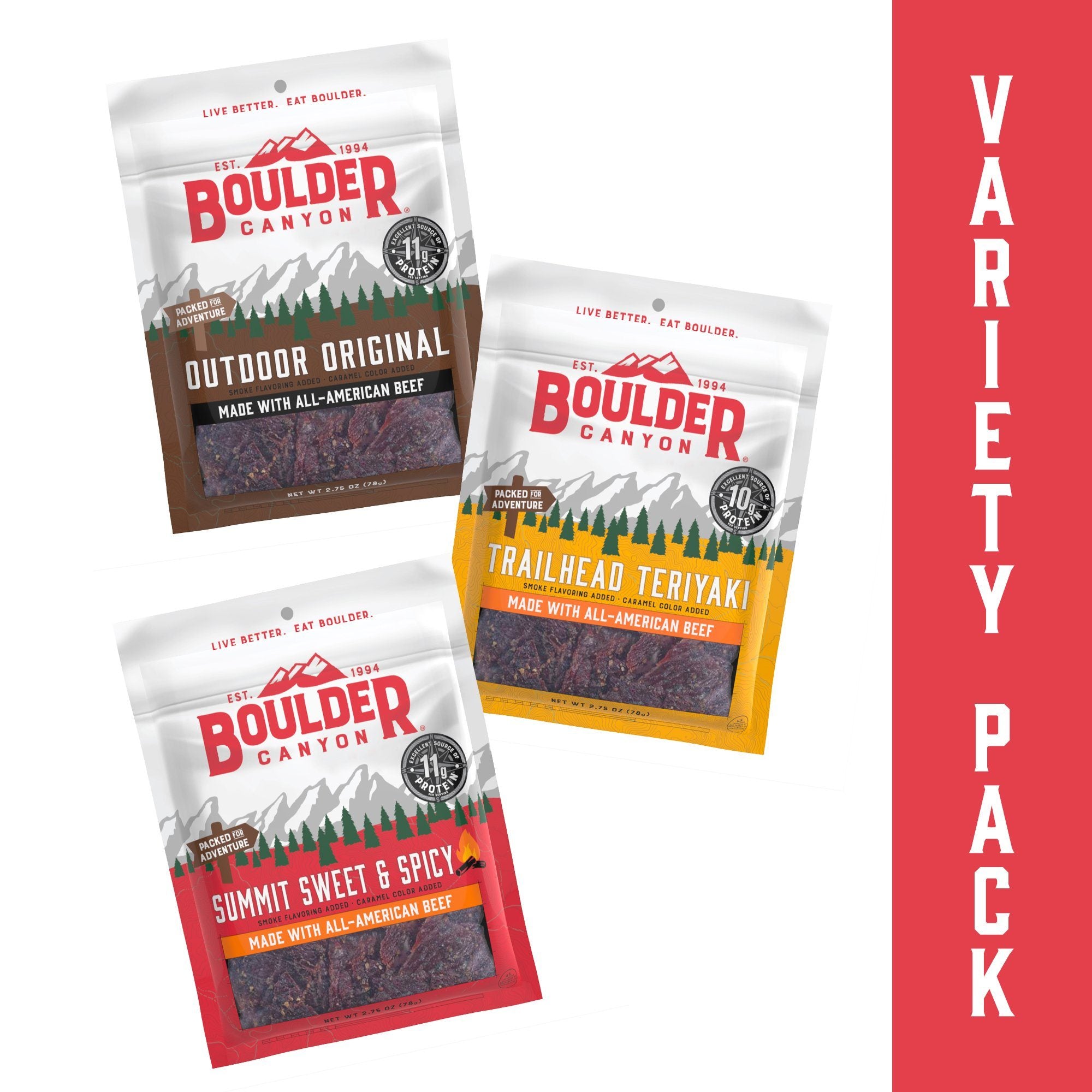 Boulder Canyon Beef Jerky Variety Pack (3 count) Other Snacks & Dips Boulder Canyon 3 Count Variety 