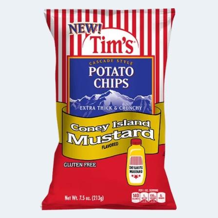 Tim's Potato Chips, Coney Island Mustard Potato Chips Tim's Cascade Snacks 