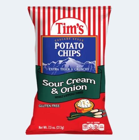 Tim's Potato Chips, Sour Cream and Onion Potato Chips Tim's Cascade Snacks 