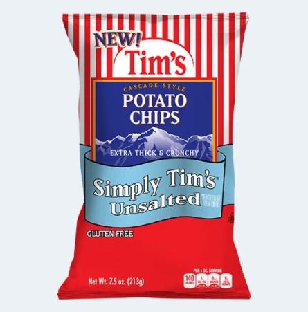 Tim's Potato Chips, Unsalted Potato Chips Tim's Cascade Snacks 
