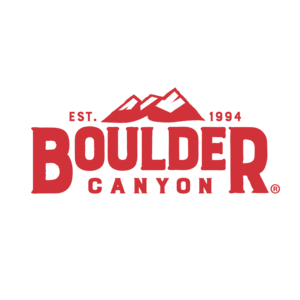 Boulder Canyon logo with red text and mountain graphic on a white background