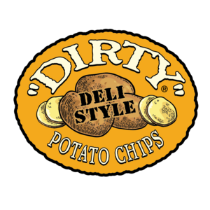 Logo of Dirty Deli Style Potato Chips on a white background