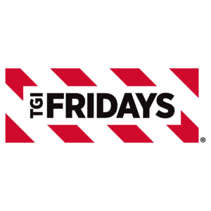 TGI Fridays logo with red and white striped design on a white background